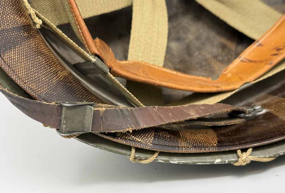 WW2 US M1 NETTED Helmet Fixed Bale F/S WWII WESTINGHOUSE Liner -img-9