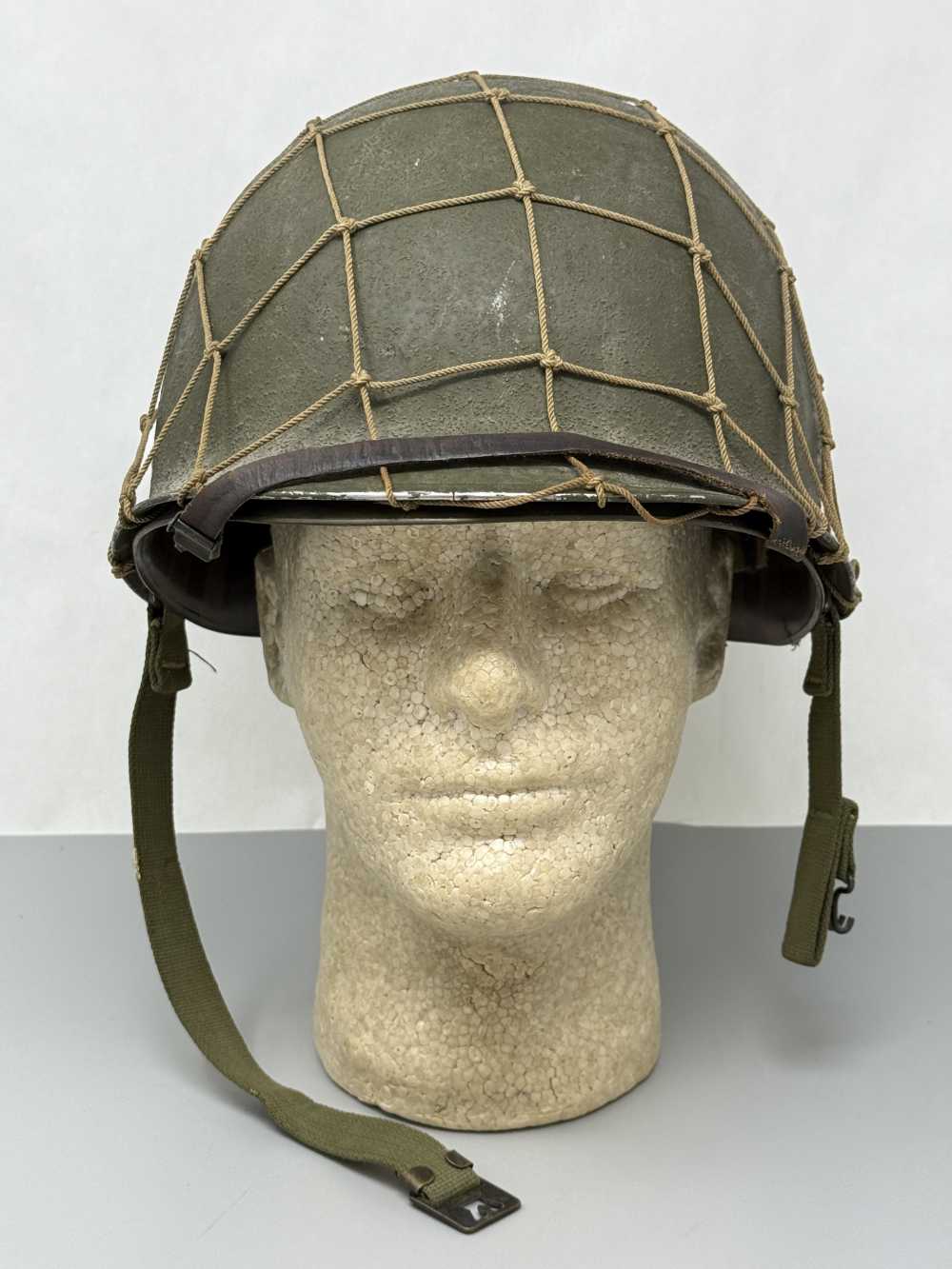 WW2 US M1 NETTED Helmet Fixed Bale F/S WWII WESTINGHOUSE Liner -img-0
