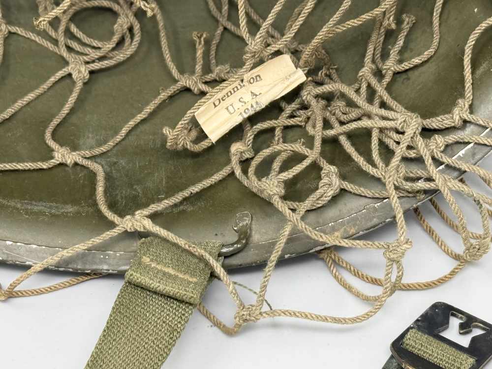 WW2 US M1 NETTED Helmet Fixed Bale F/S WWII WESTINGHOUSE Liner -img-15