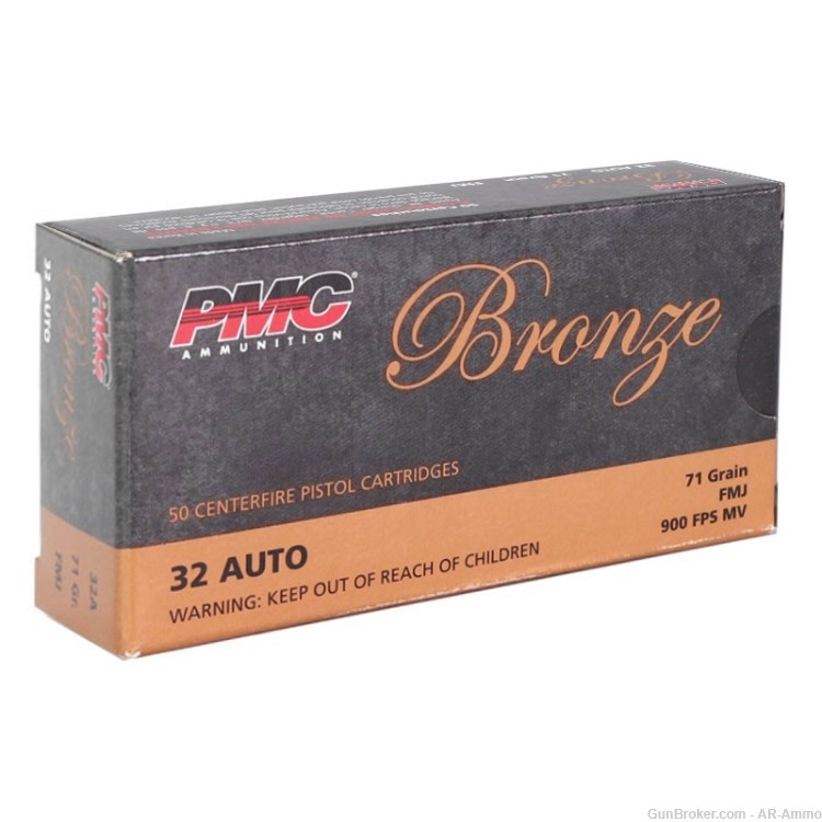 32 ACP 71gr FMJ PMC Bronze Ammo 100rds NO CC FEES..-img-0