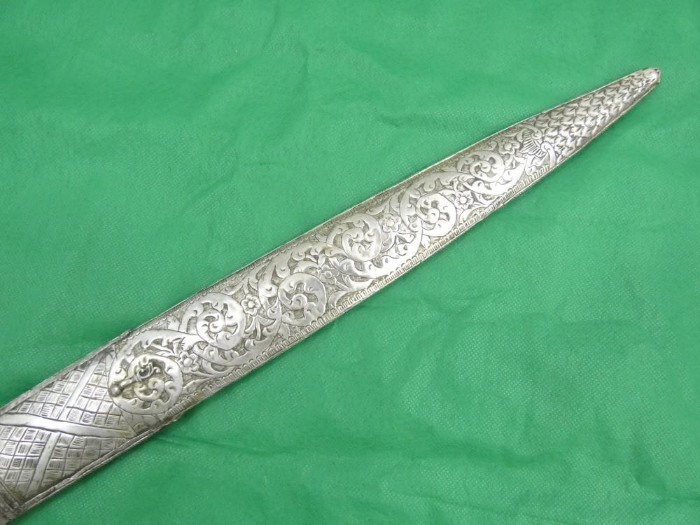 ANTIQUE TURKISH OTTOMAN KINDJAL DAGGER SILVER CORALS 18th Century Sword -img-16