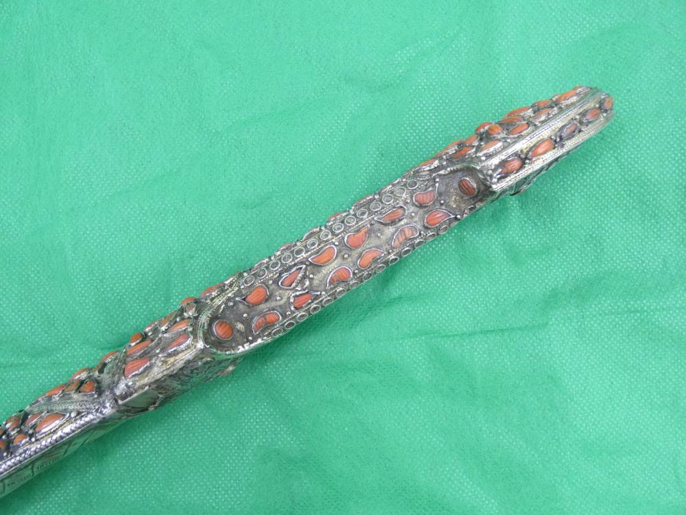 ANTIQUE TURKISH OTTOMAN KINDJAL DAGGER SILVER CORALS 18th Century Sword -img-8