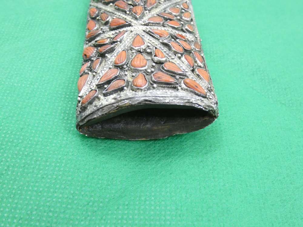 ANTIQUE TURKISH OTTOMAN KINDJAL DAGGER SILVER CORALS 18th Century Sword -img-20