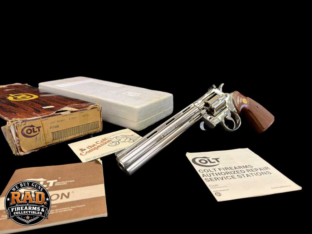 MOUTHWATERING, MUSEUM QUALITY, FACTORY NICKEL COLT PYTHON 8” OG BOX, PAPERS-img-0
