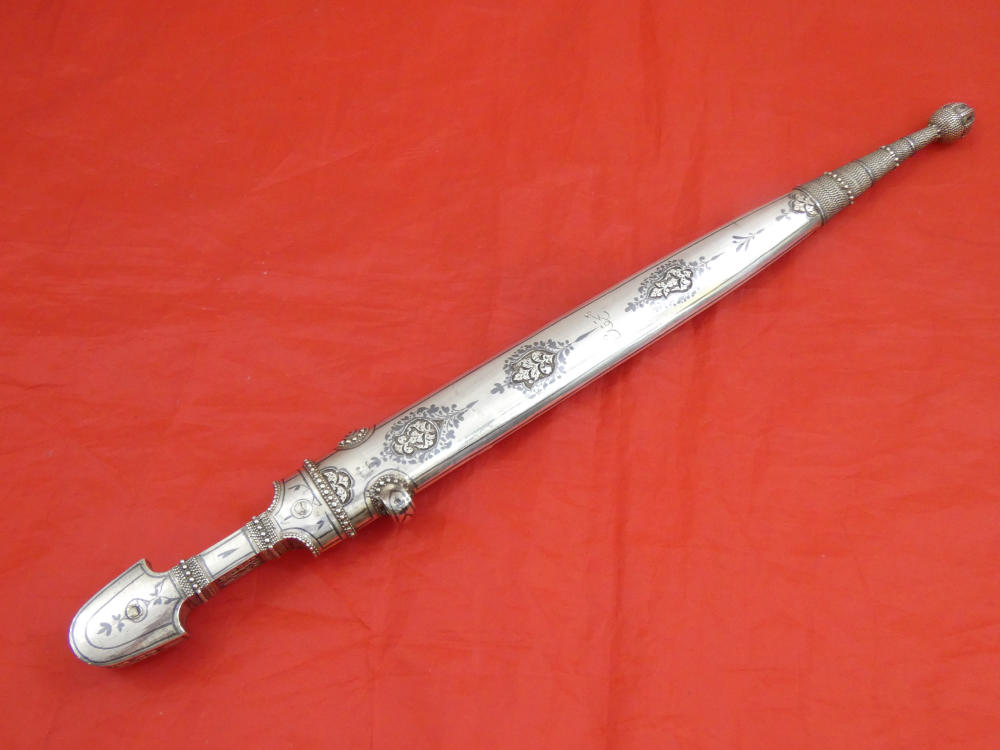 FINEST ANTIQUE IMPERIAL RUSSIAN / CAUCASIAN SILVER DAGGER KINDJAL sword-img-3