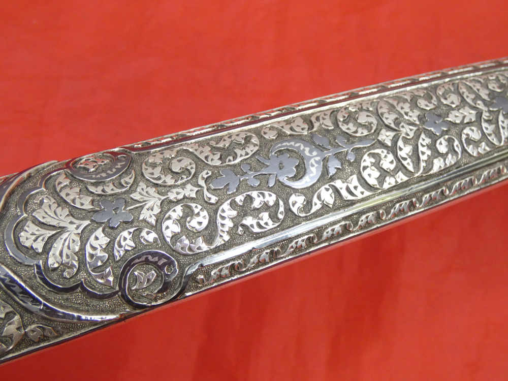 FINEST ANTIQUE IMPERIAL RUSSIAN / CAUCASIAN SILVER DAGGER KINDJAL sword-img-12