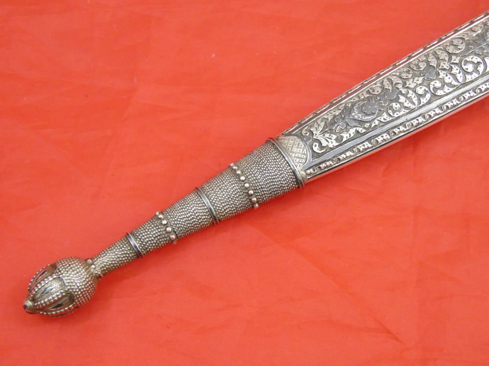FINEST ANTIQUE IMPERIAL RUSSIAN / CAUCASIAN SILVER DAGGER KINDJAL sword-img-11