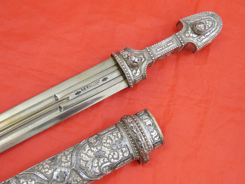 FINEST ANTIQUE IMPERIAL RUSSIAN / CAUCASIAN SILVER DAGGER KINDJAL sword-img-4