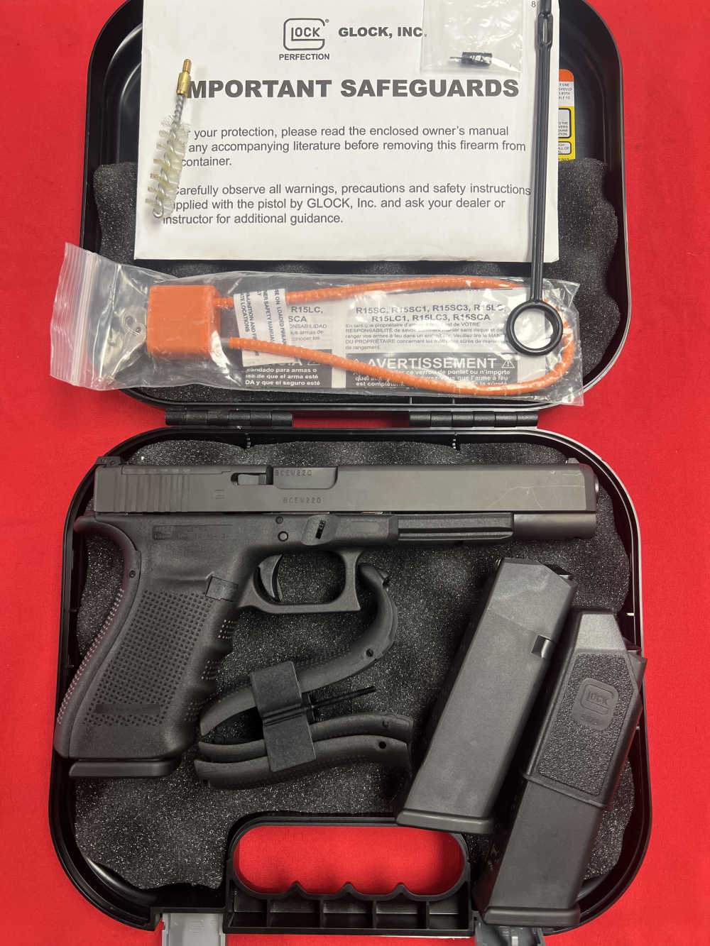 Glock 40 Gen 4 10mm pistol 6" bbl case/papers 3-15rd mags bstraps-lock-tool-img-1