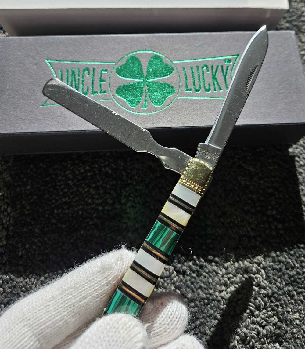 Uncle Lucky Green Turquoise & Mother of Pearl Doctor's knife UL-120G/MOP-img-2