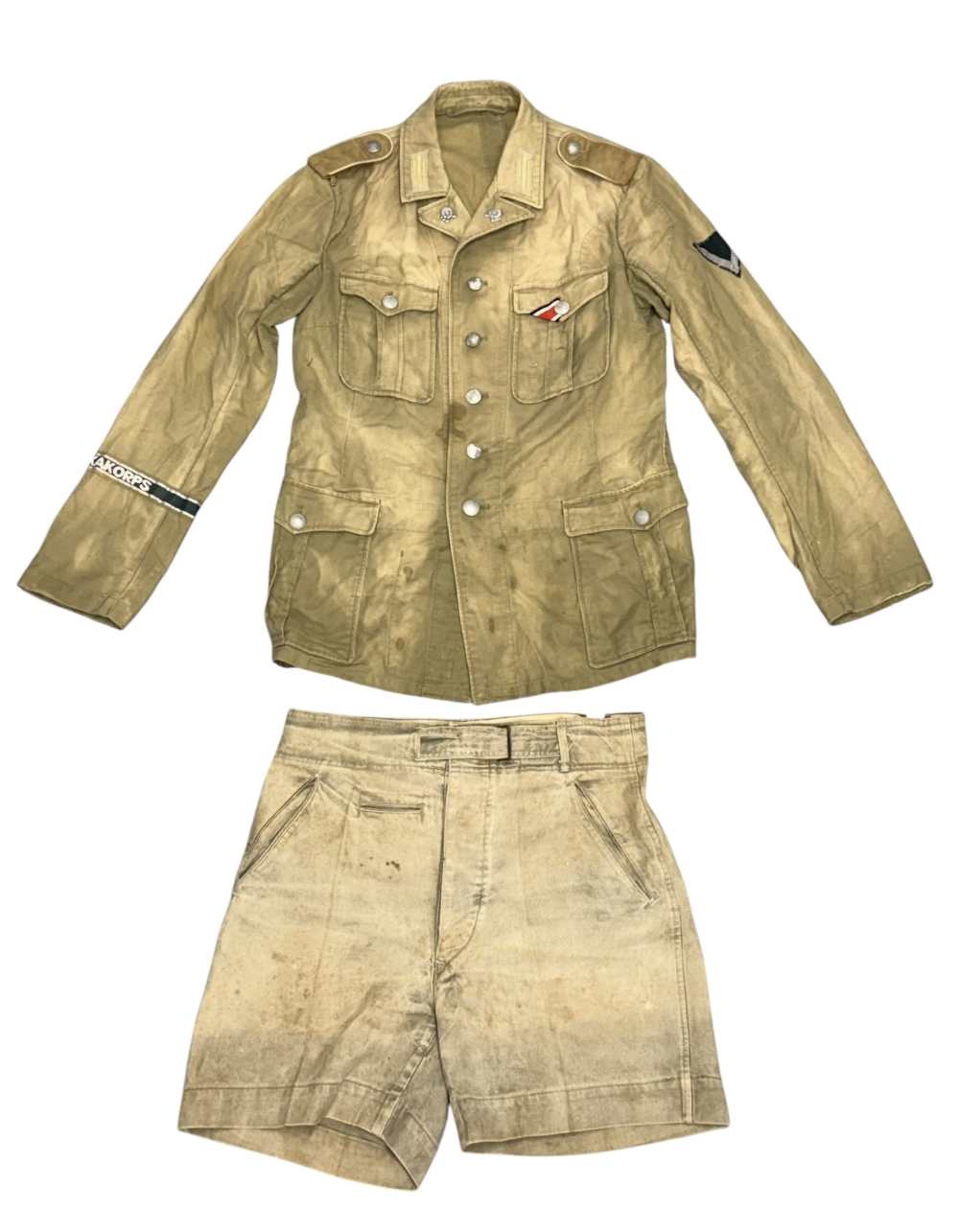 WW2 German DAK Afrika Korps Uniform Tunic Shorts WWII Jacket panzer skull  -img-0
