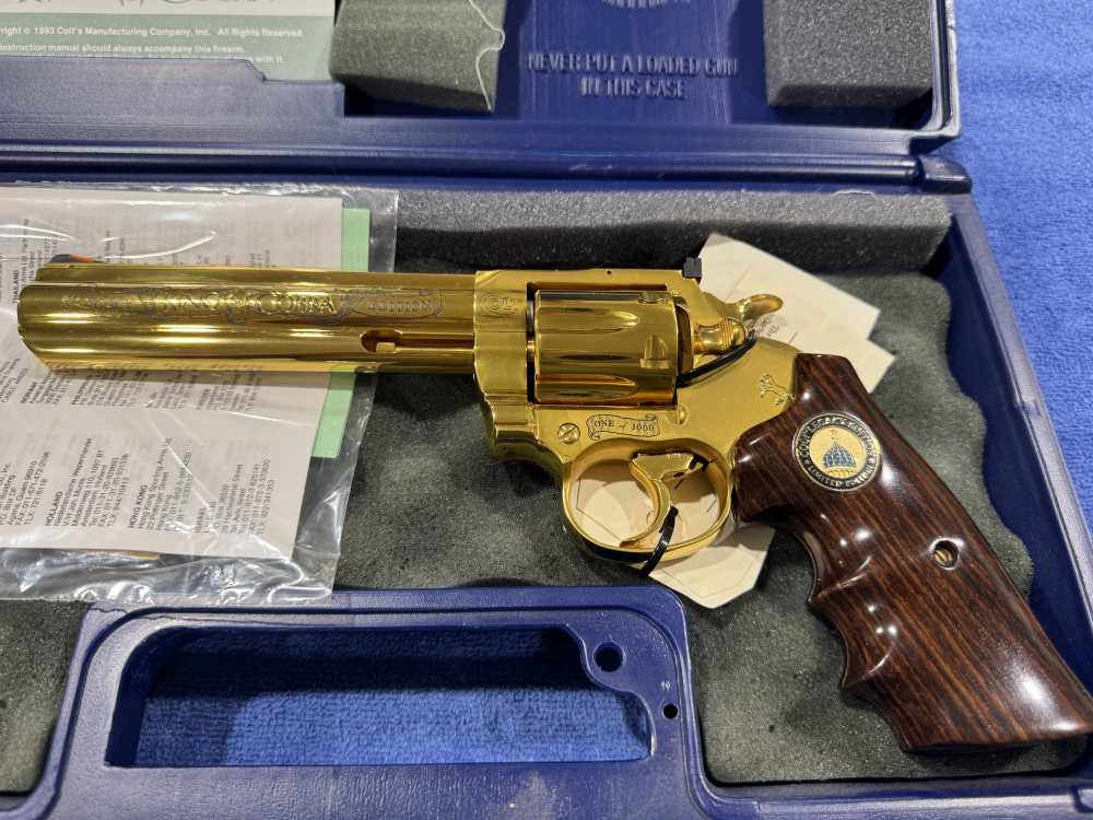 COLT KING COBRA 357 MAGNUM LEGACY EDITION GOLD PLATED NIB 1 OF 1000 (J-24)-img-0