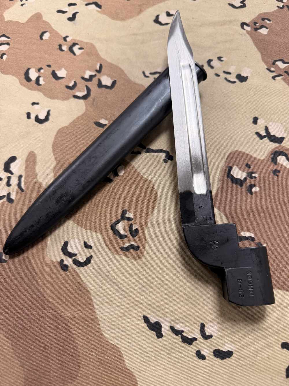 Vintage British Military No. 9 Mk 1 Enfield Bayonet & Scabbard (1953) -img-0