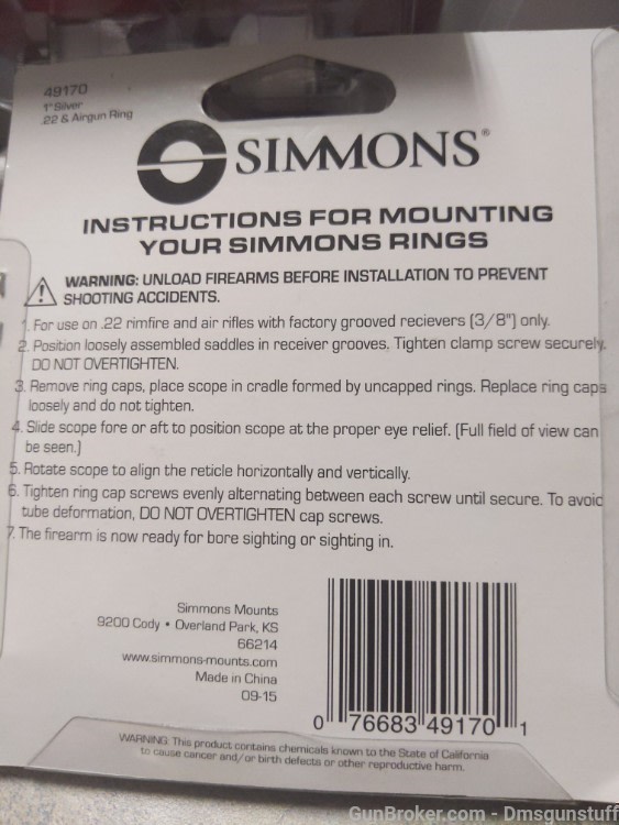 Simmons 1" Silver 22 & Airgun Rings -img-1