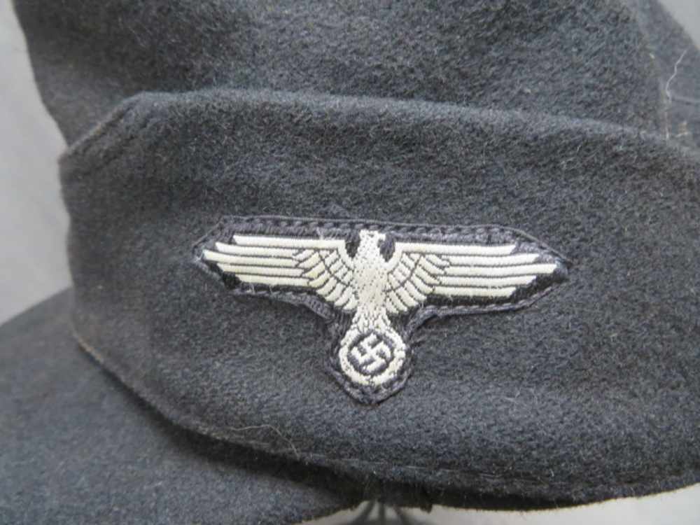 REPRODUCTION WWII GERMAN WAFFEN SS M43 FIELD CAP W/ ORIGINAL EAGLE INSIGNIA-img-1