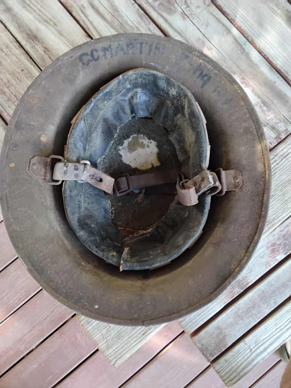 WW1 US MILITARY HELMET, Signed C.C. MARTIN-img-8