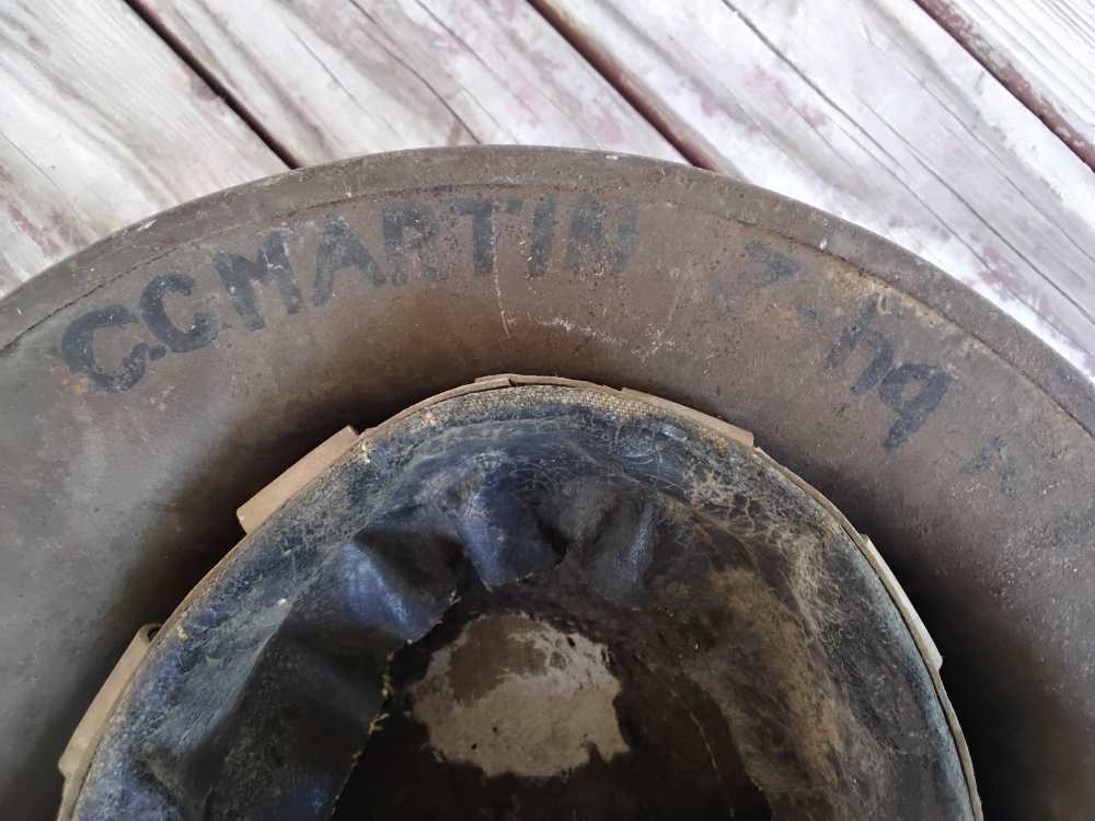 WW1 US MILITARY HELMET, Signed C.C. MARTIN-img-5