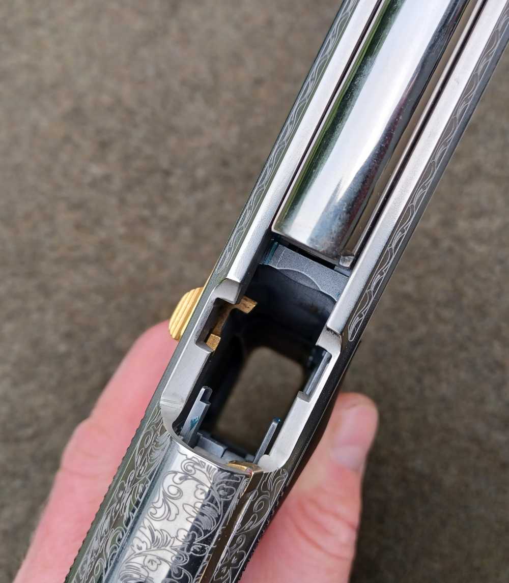 Beautiful Custom Engraved Beretta M9-9mm-Wood Grips-Gold Accents-92FS-img-30