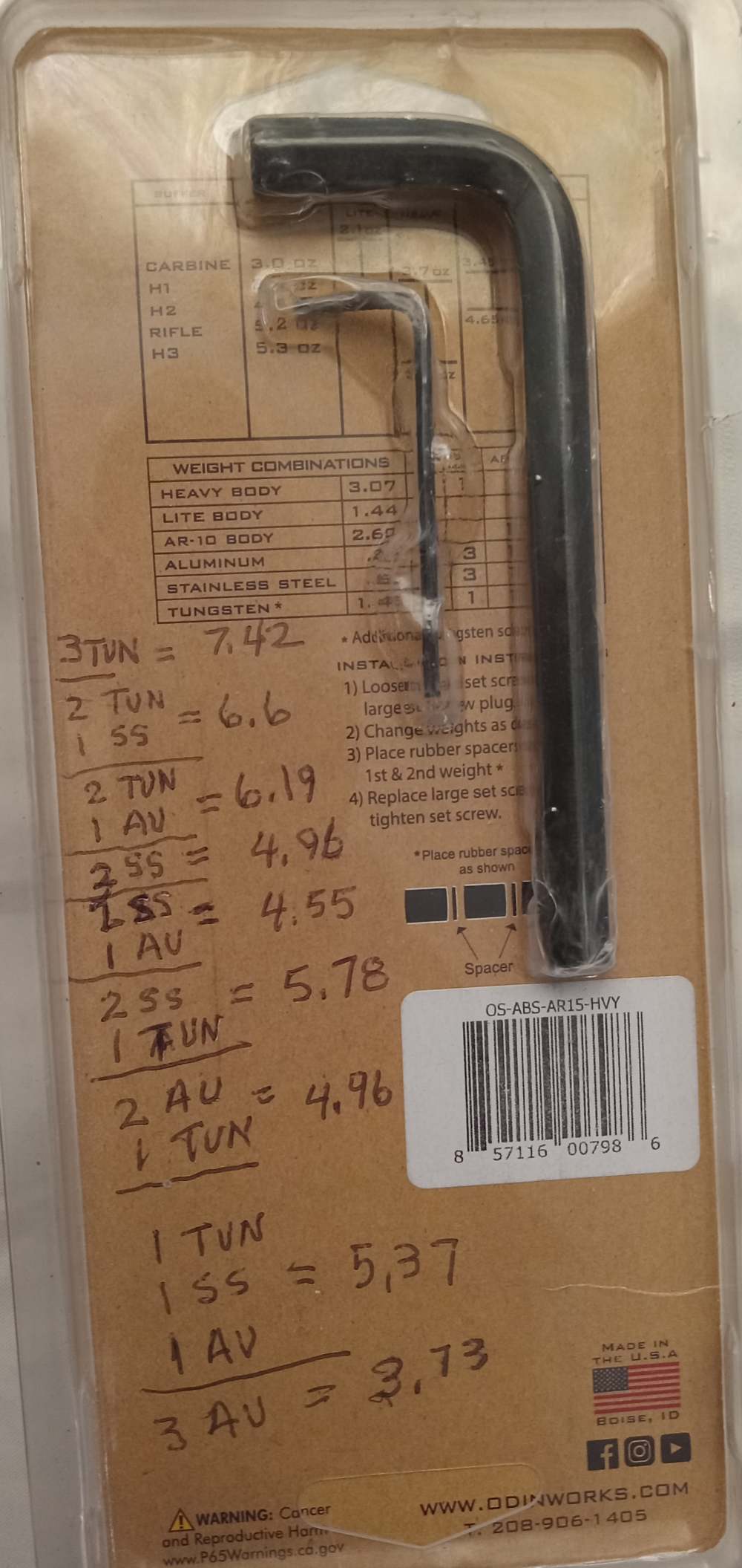 Odin Works AR15 heavy adjustable buffer -img-3