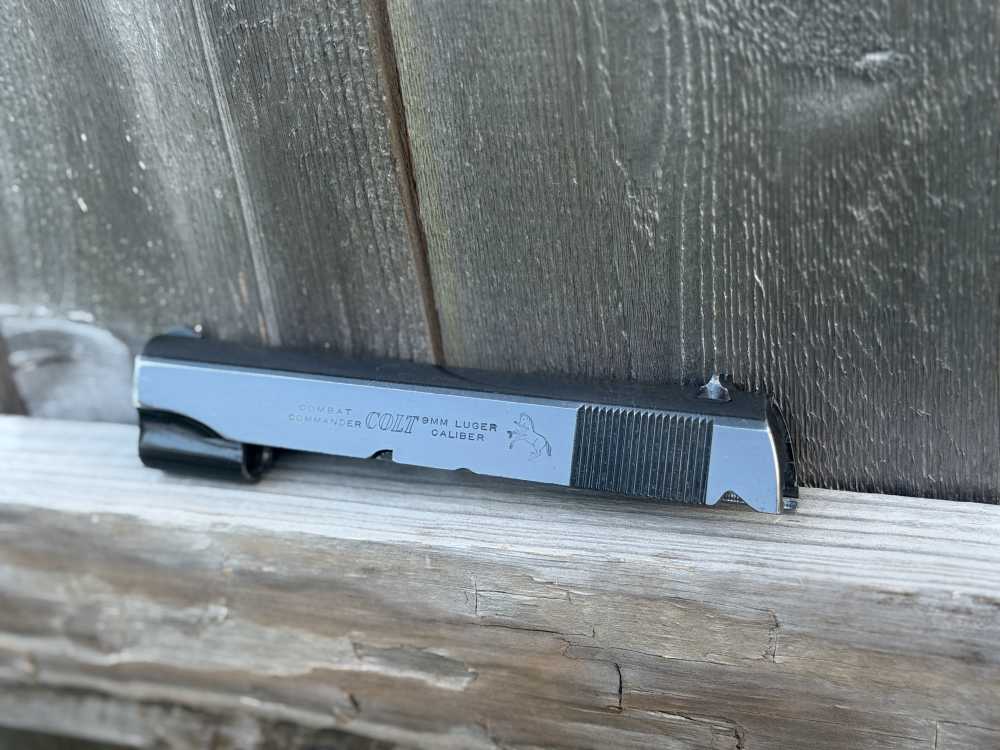 Vintage Factory Colt 1911 9mm Commander Slide Upper Series 70 Blue Ace 45-img-0