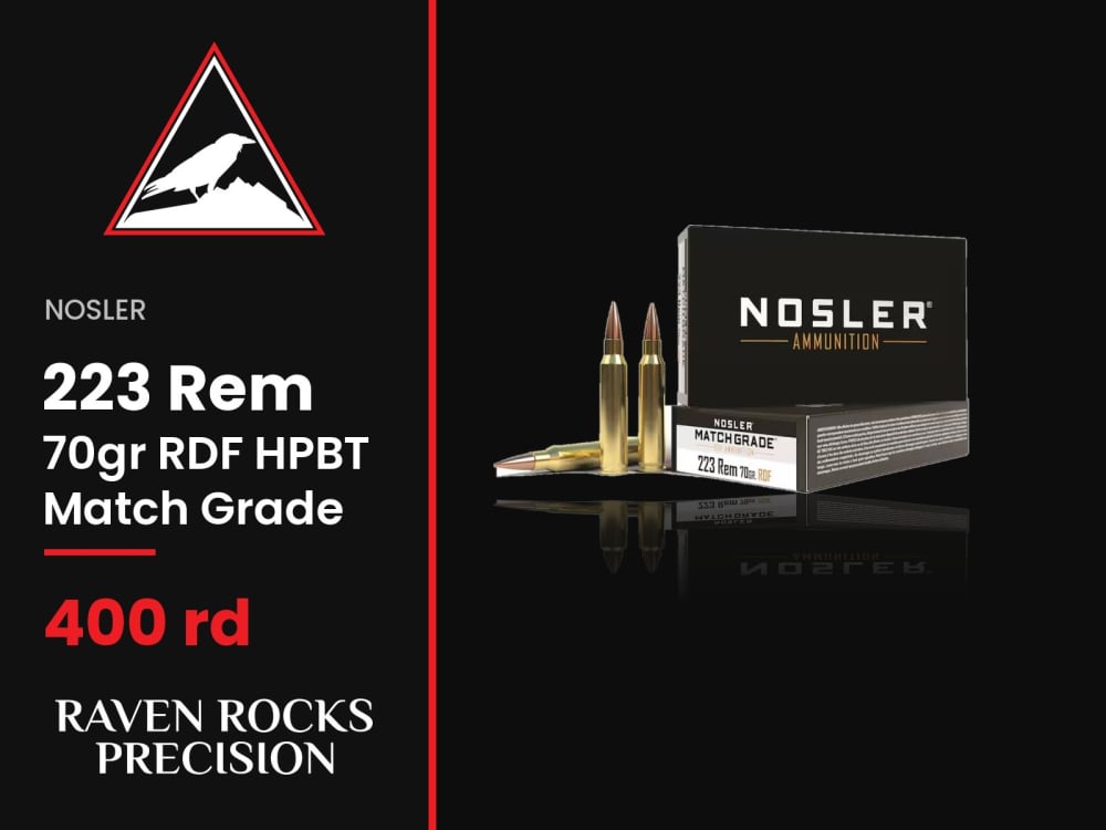 Nosler 223 Rem 70gr Match Grade RDF HPBT Ammunition - 400 Rounds -img-0