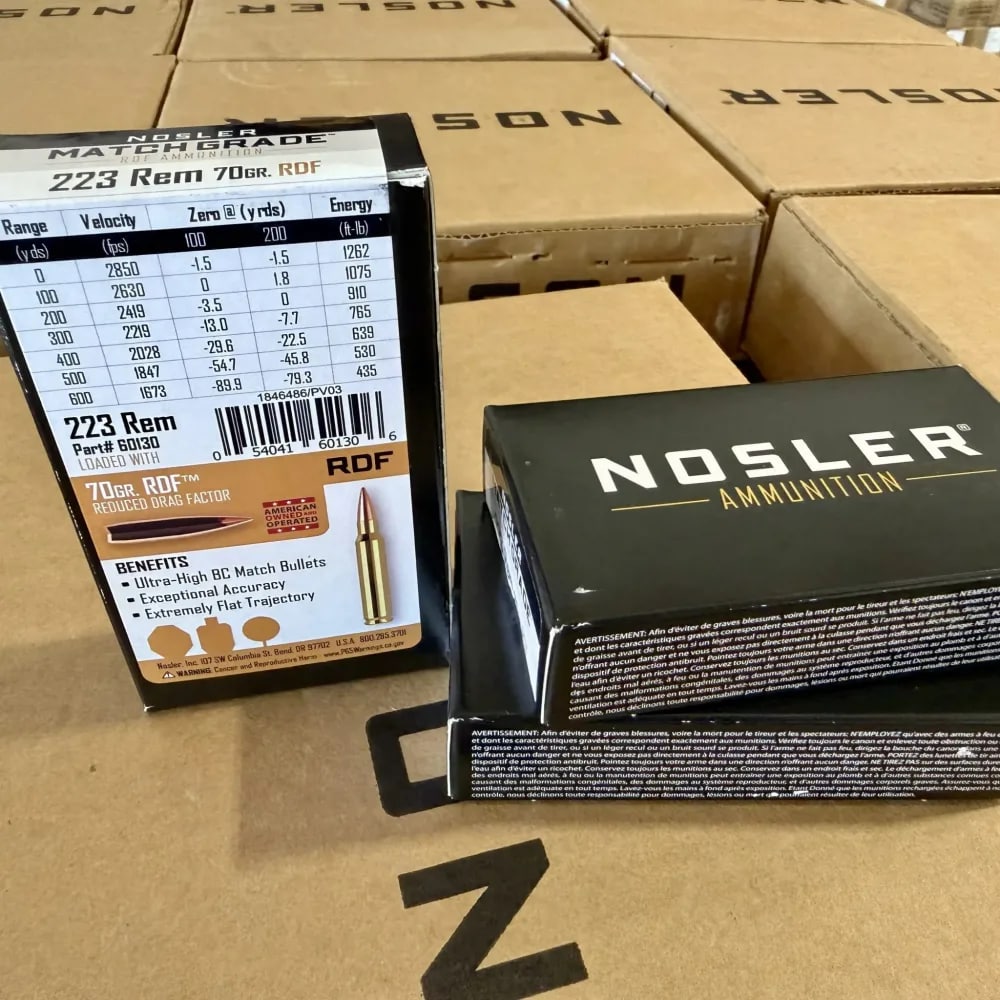Nosler 223 Rem 70gr Match Grade RDF HPBT Ammunition - 400 Rounds -img-1