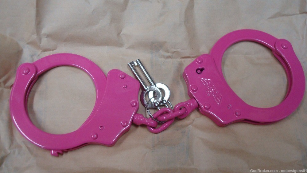 Pink Handcuffs Double Lock W/2 Keys - Plated Steel-img-0