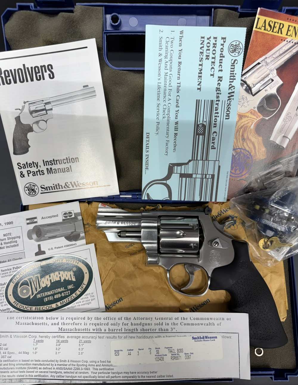 SMITH & WESSON 629-5*TRAIL BOSS 3'INCH PORTED 44 MAG*BOX & PAPERS*LIKE NEW-img-21