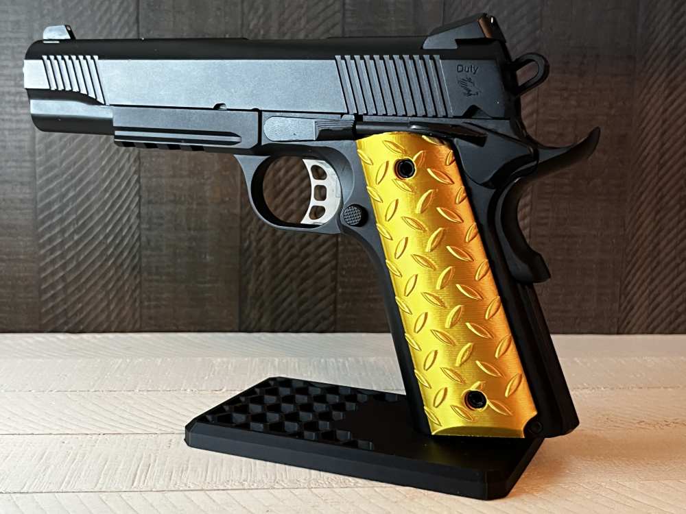 Gold Diamond Tread 1911 Pistol Grips Kimber Colt Rock Island Springfield-img-2
