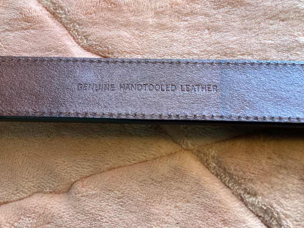 Belt, Hand Tooled Leather, With Buckle, Western Design.-img-4