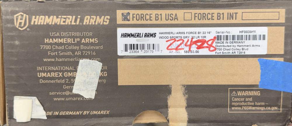 New! Hammerli Force B1 22LR Straight Pull Rifle 16" Barrel 723364231797-img-6