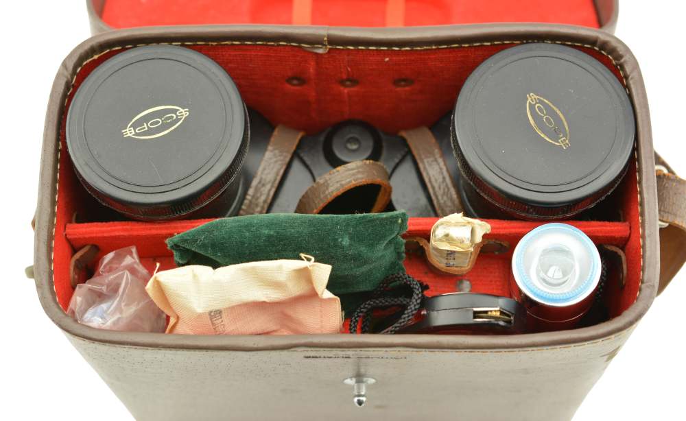  Vintage Scope Amber Coated 7-15X50 binoculars leather case Survival Japan -img-0