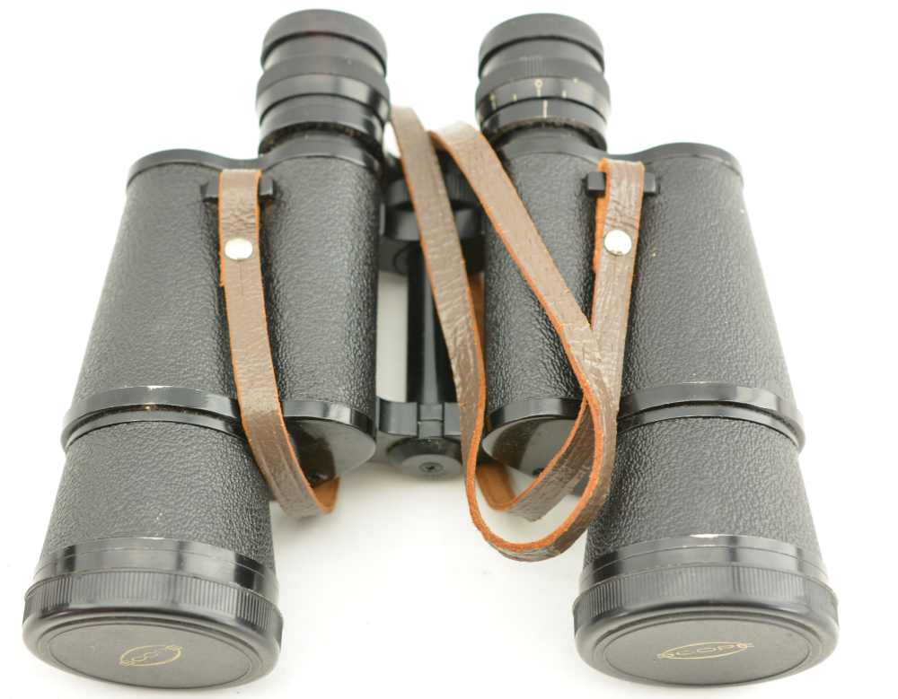  Vintage Scope Amber Coated 7-15X50 binoculars leather case Survival Japan -img-2
