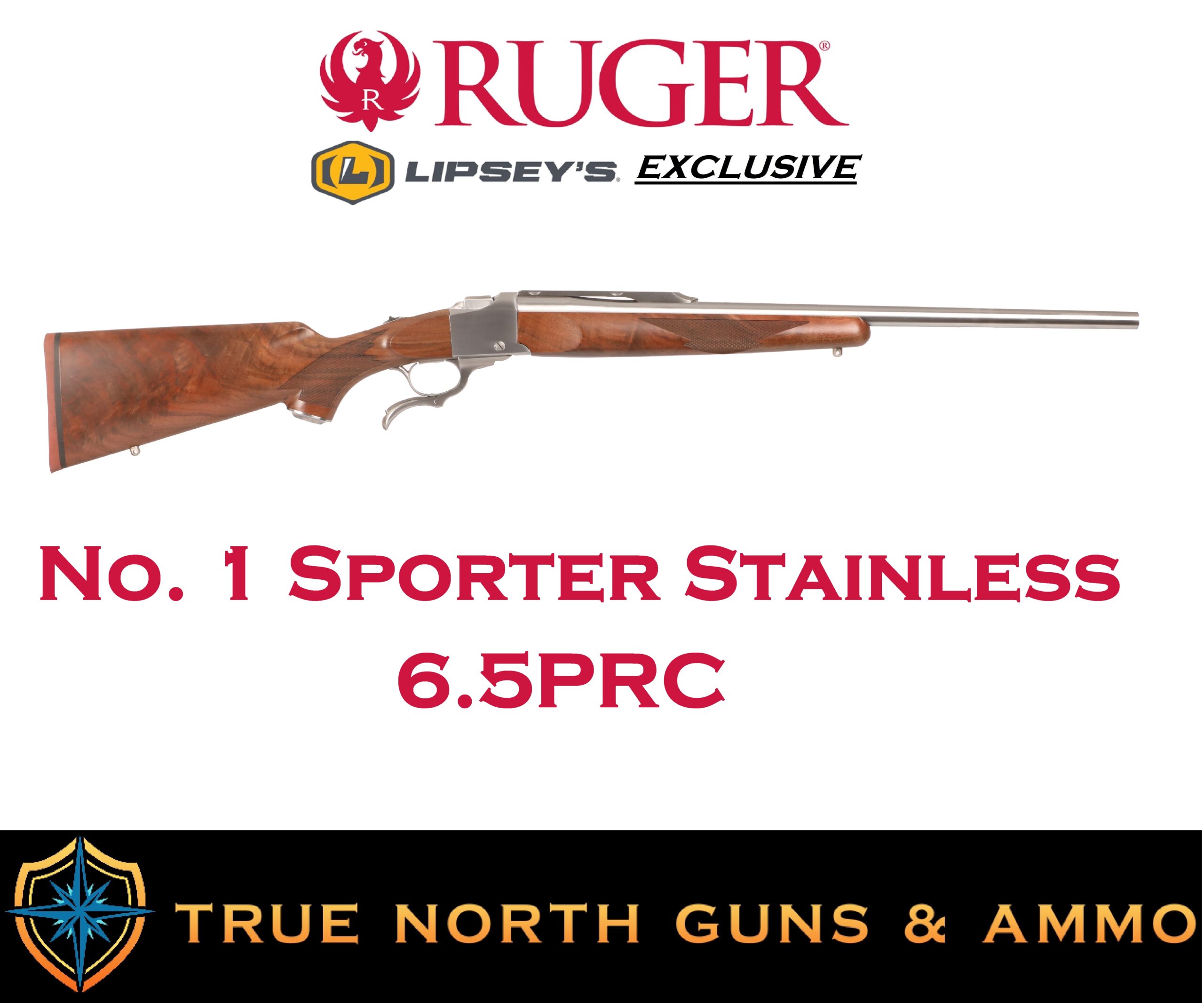 Ruger No. 1 Sporter 6.5PRC Stainless/High Grade Walnut - 24"-img-0