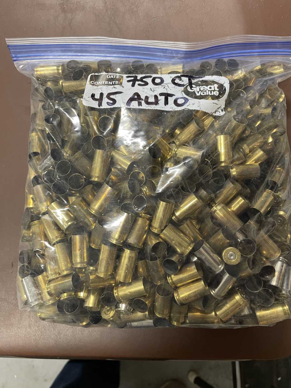 45 acp once fired commercial brass 750 pieces-img-0
