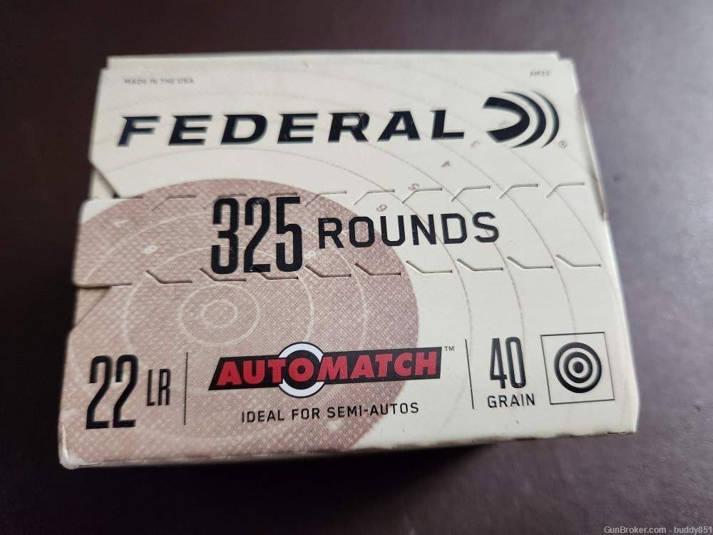 FEDERAL .22LR Ammo 325 Round Box Auto Match 40gr-img-0