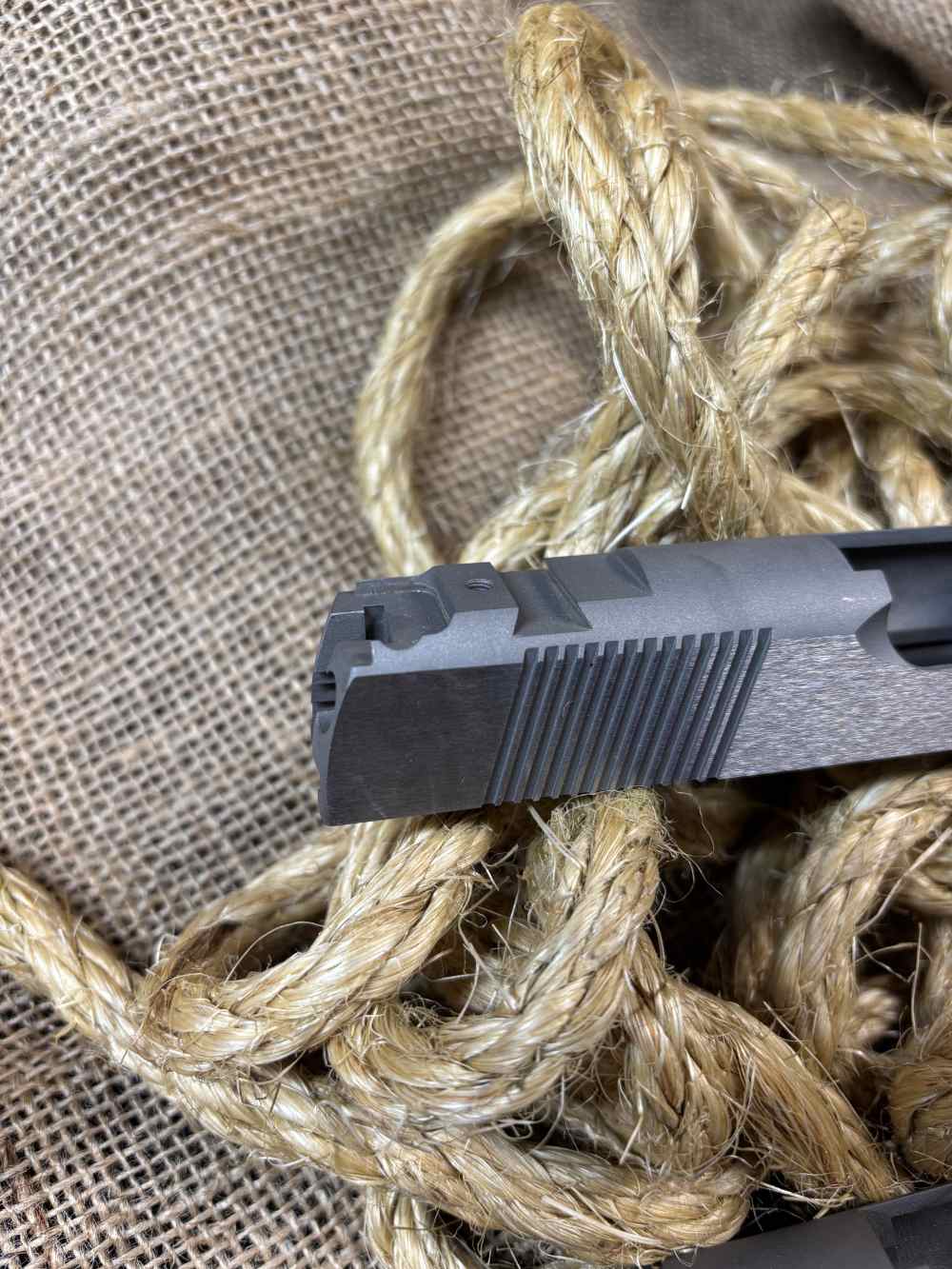 Caspian 1911 Slide.  Carbon Steel,.45 acp,  Bo-mar Sight Cut. New -img-1