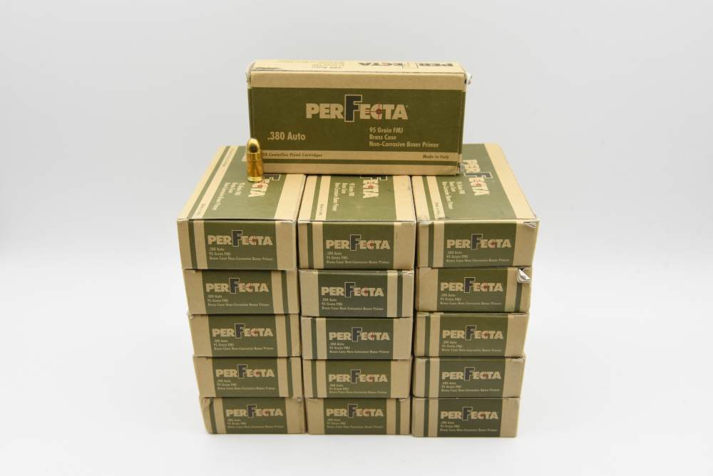 800 Rounds Perfecta 380 ACP 95 Grain FMJ Brass Case Ammo 16 Boxes-img-2