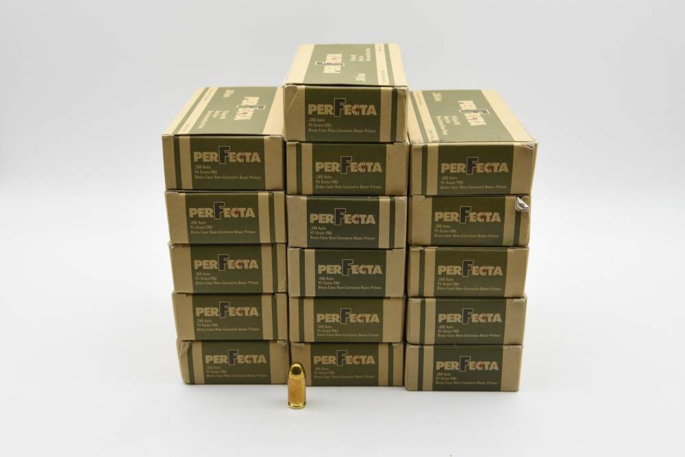 800 Rounds Perfecta 380 ACP 95 Grain FMJ Brass Case Ammo 16 Boxes-img-0