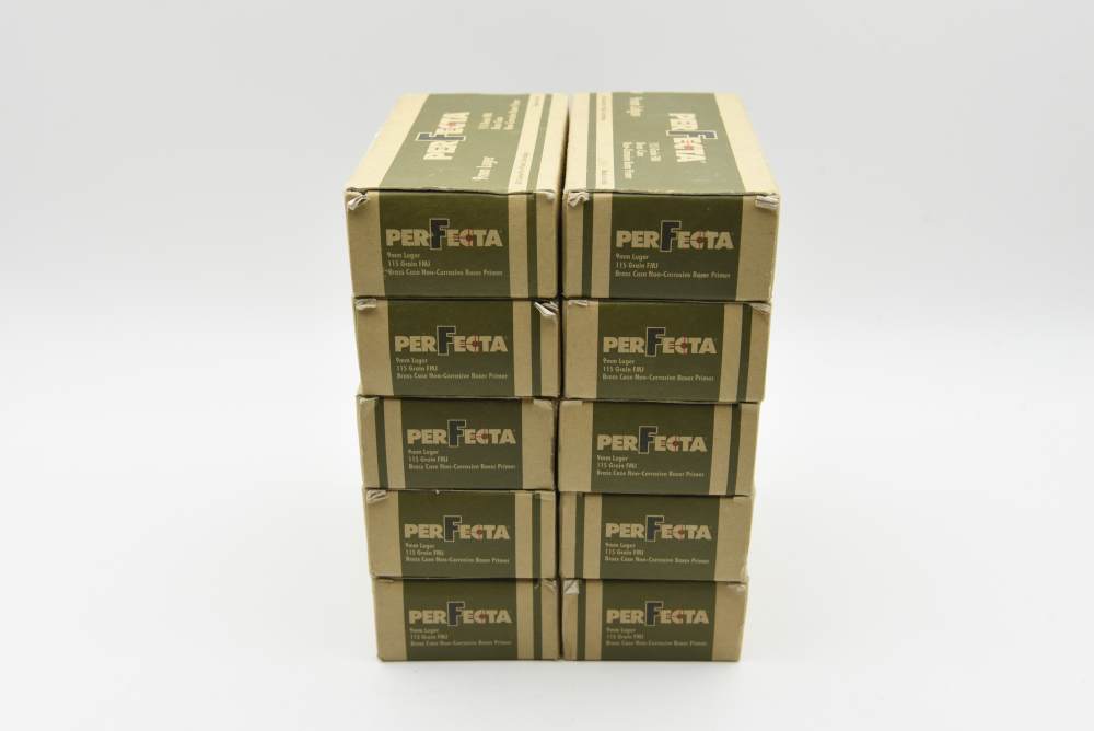 500 Rounds Perfecta 9mm Luger 115 Grain FMJ Brass Case Ammo 10 Boxes-img-2