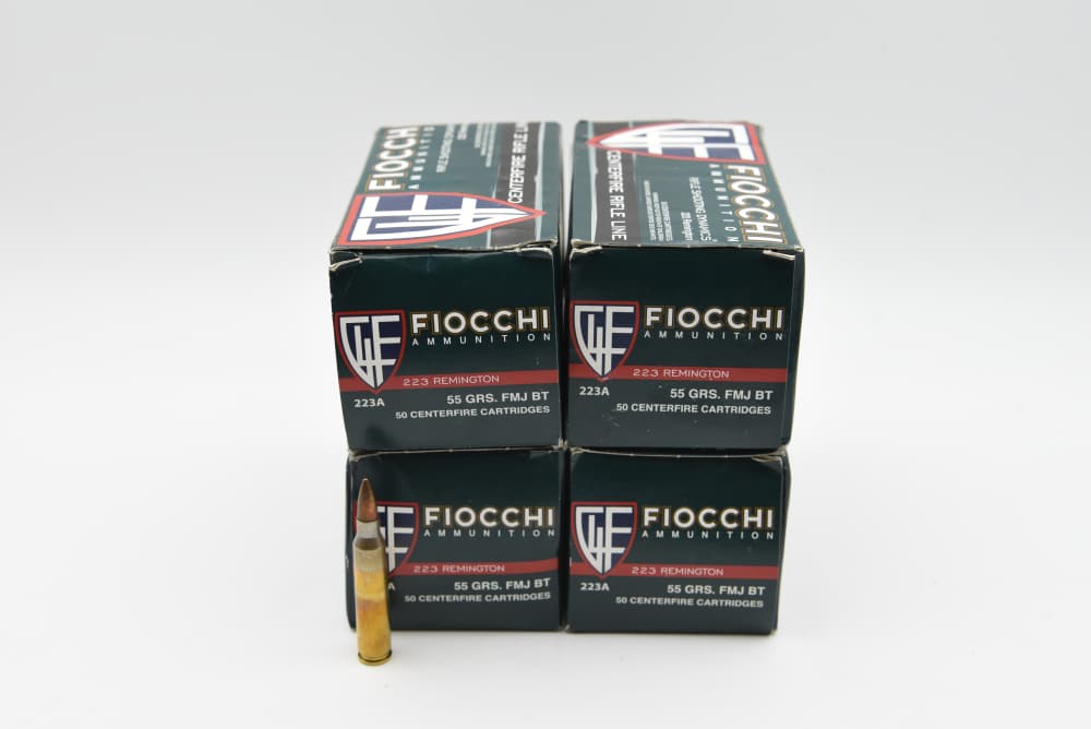 200 Rounds Fiocchi 223 Remington 55 Grain FMJ BT Rifle Ammo 4 Boxes-img-1