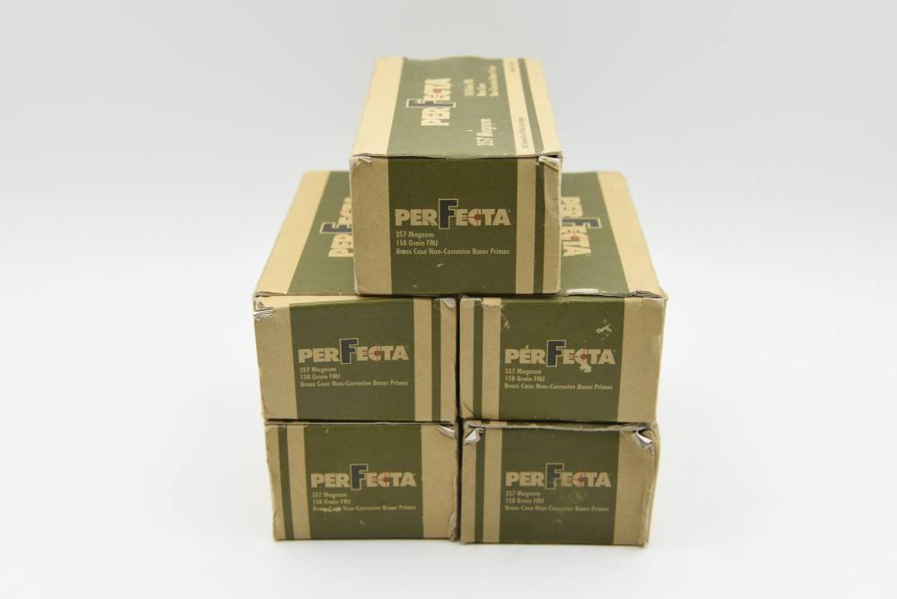 250 Rounds Perfecta 357 Magnum 158 Grain FMJ Brass Case Ammo 5 Boxes-img-0