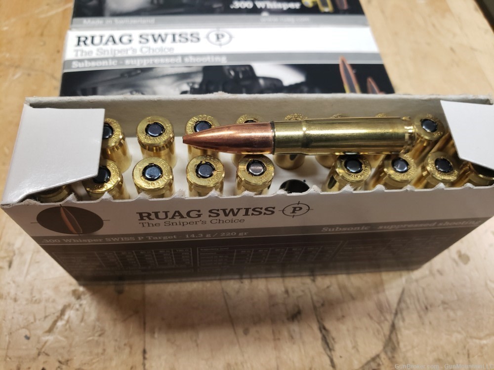 .300 Whisper 220gr Swiss P Subsonic OTM sniper grade 100 rounds-img-1