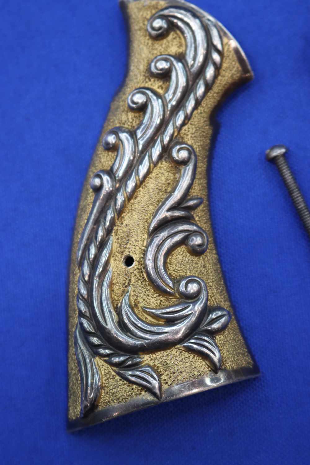 Vintage S&W K Frame Revolver Grips 925 Sterling Silver Gold Embellish RARE-img-2