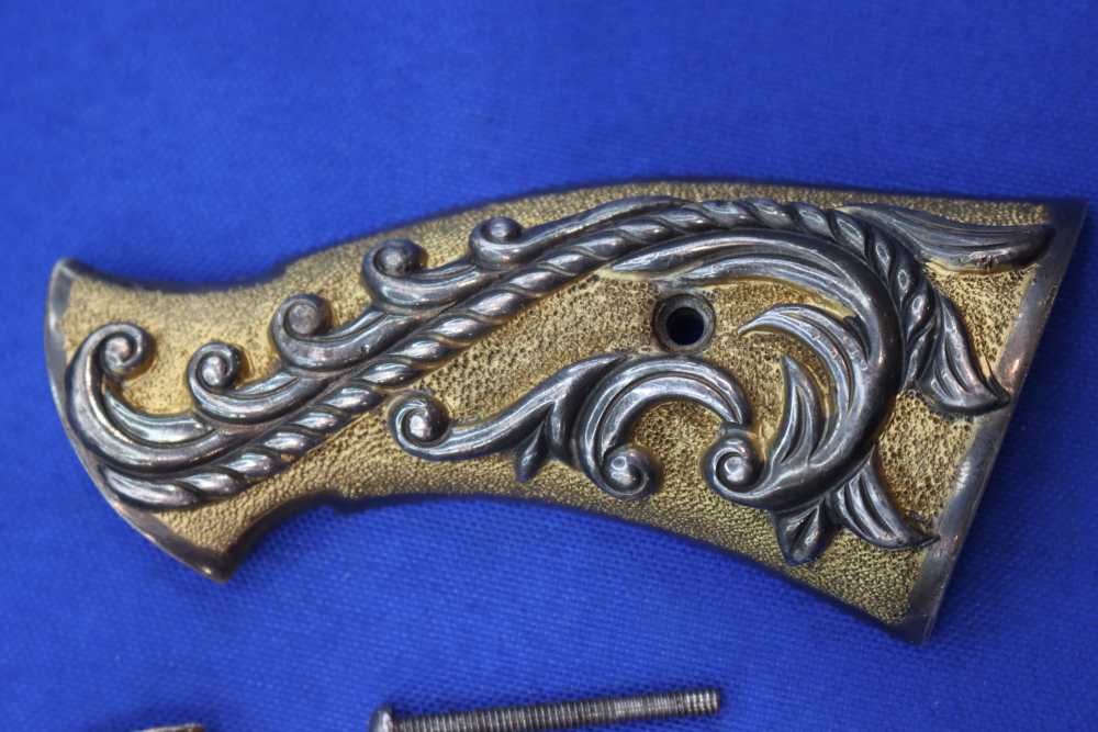 Vintage S&W K Frame Revolver Grips 925 Sterling Silver Gold Embellish RARE-img-1