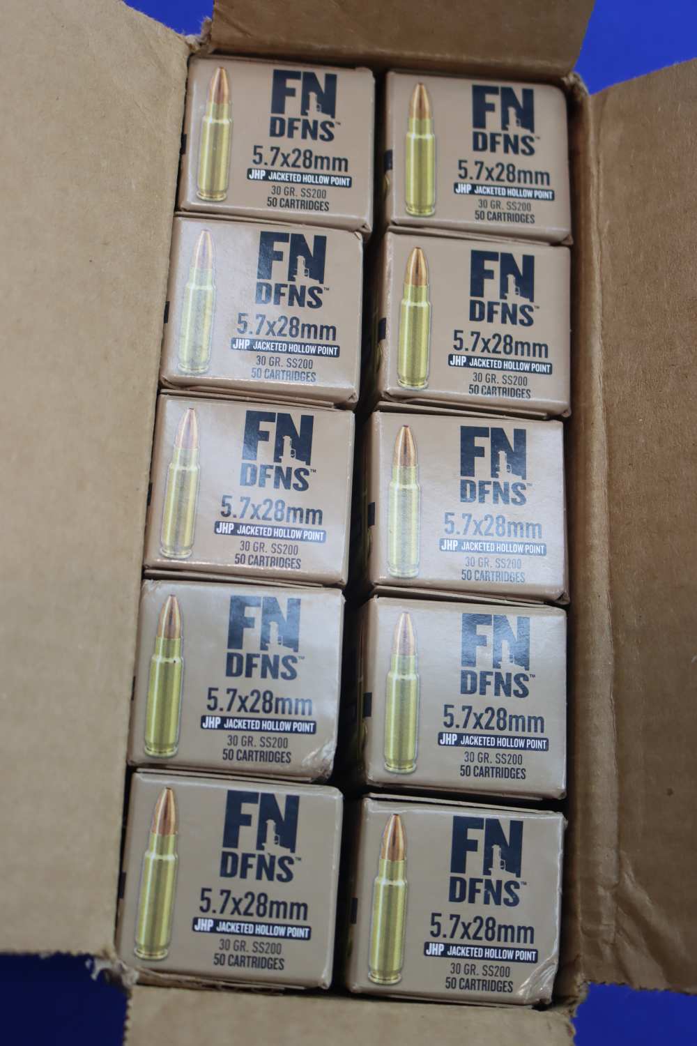 FNH NF DFNS 5.7X28MM Pistol Ammunition 500RD Ammo Case Lot 30GR JHP NEW 5.7-img-0