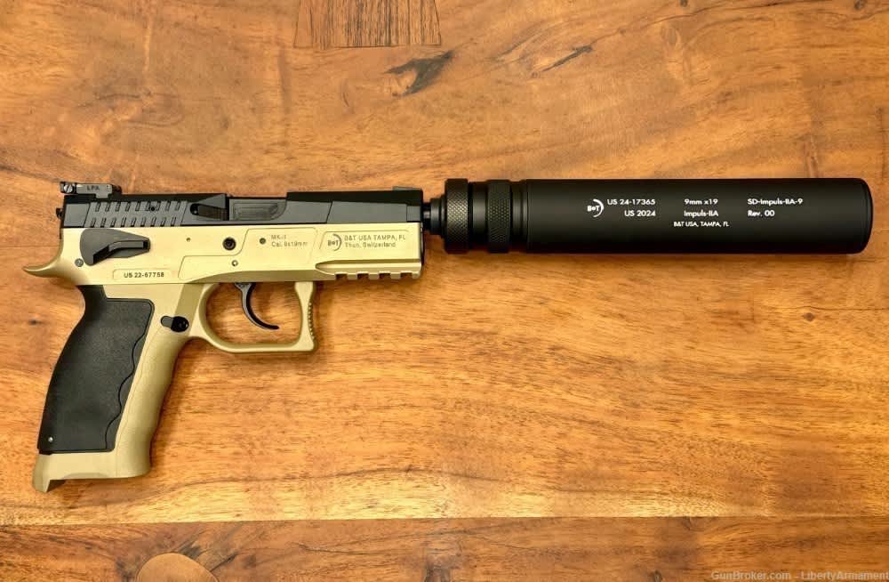 B&T Impuls IIA 9mm Pistol Suppressor w/ M13.5x1 Piston-img-1