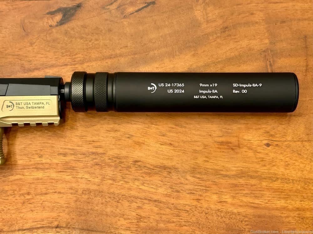 B&T Impuls IIA 9mm Pistol Suppressor w/ M13.5x1 Piston-img-4