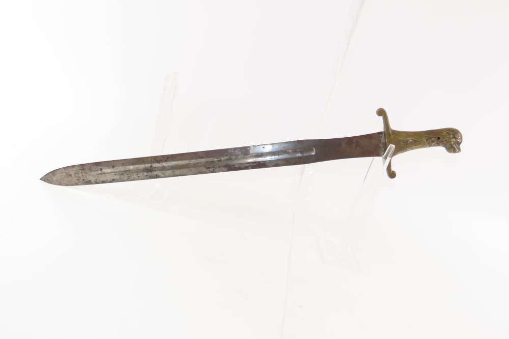 Antique GERMAN WKC Military Style Short Sword Brass LIONHEAD Pommel/Grip   -img-13