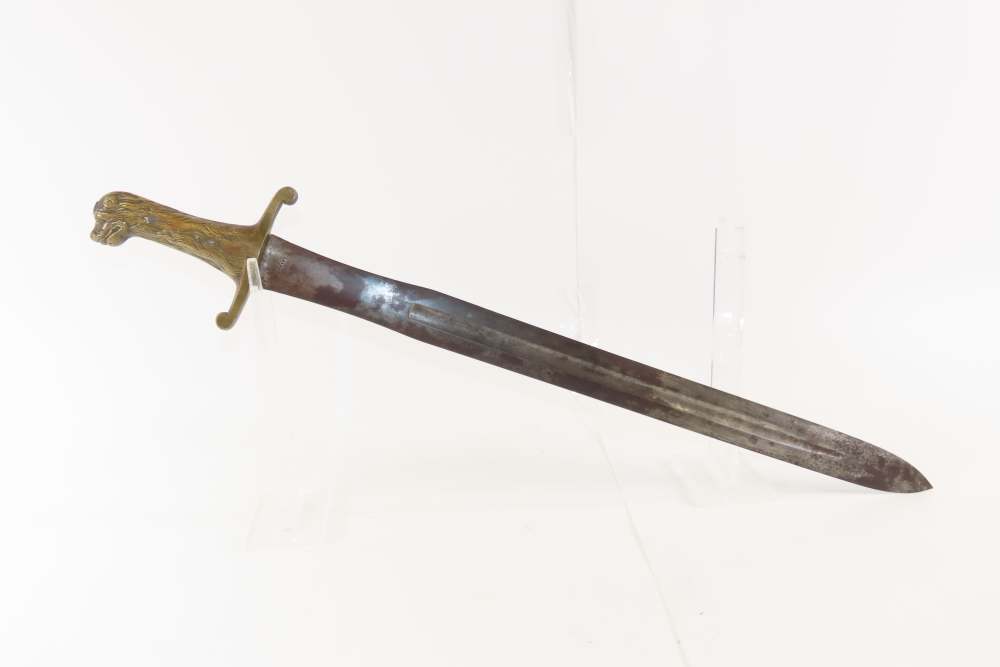 Antique GERMAN WKC Military Style Short Sword Brass LIONHEAD Pommel/Grip   -img-2